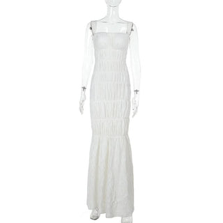 Square neck textured smocked cami maxi dress