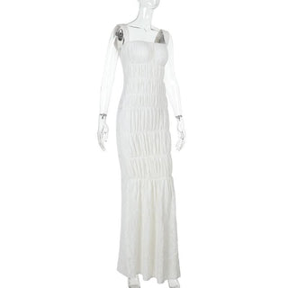 Square neck textured smocked cami maxi dress