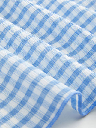 V-neck Gingham Bowknot Lettuce Trim Tankini Bikini Set