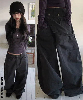4-button secret pocket wide pants - 4 colors