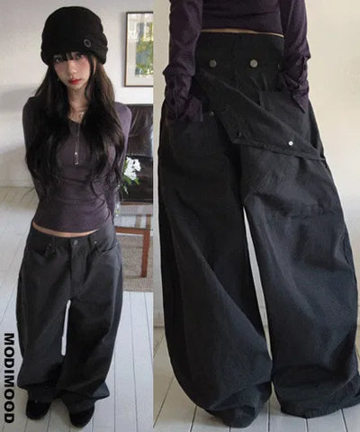 4-button secret pocket wide pants - 4 colors