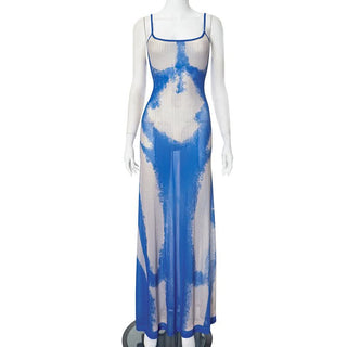 U neck contrast print cami maxi dress