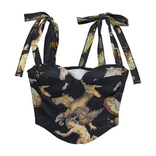 Sweetheart neck self tie corset cami top