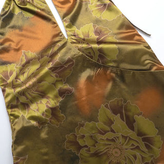 Halter backless hollow out flower print cut out mini dress