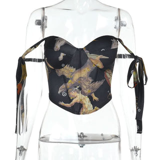 Sweetheart neck self tie corset cami top