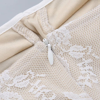 Long flared lace self tie mini dress