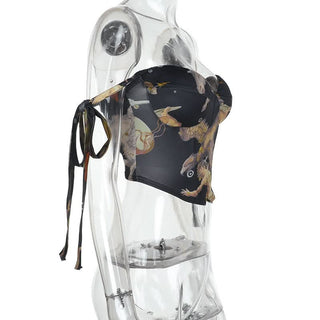 Sweetheart neck self tie corset cami top