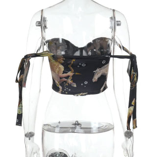 Sweetheart neck self tie corset cami top