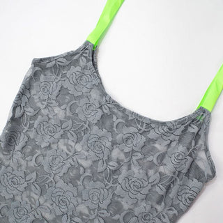 U neck lace bowknot tassels cami mini dress