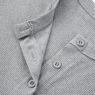 Short sleeve crewneck ribbed button top