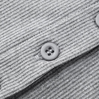 Short sleeve crewneck ribbed button top