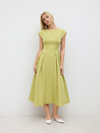 Sculptural Boat Neck Cut Out Backless Ruffle Maxi Dress