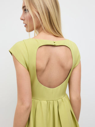 Sculptural Boat Neck Cut Out Backless Ruffle Maxi Dress
