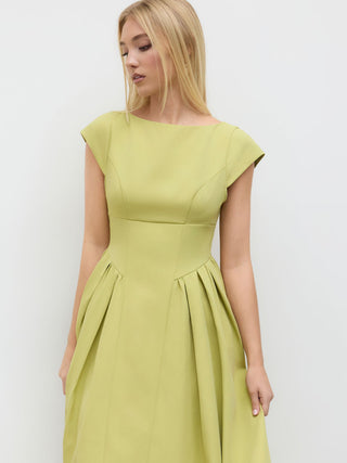 Sculptural Boat Neck Cut Out Backless Ruffle Maxi Dress