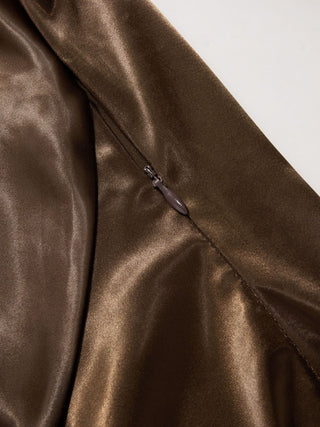 Satin Asymmetrical Neck Backless Maxi Dress