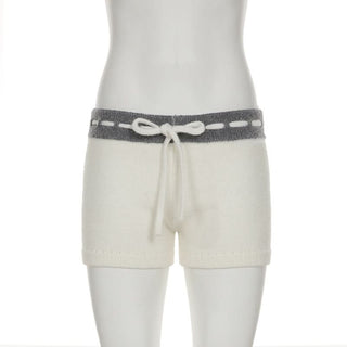 Drawstring self tie five-pointed star pattern short pant