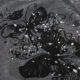 Long sleeve ribbed print patchwork top