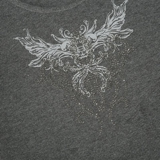 Long sleeve round neck ribbed abstract top