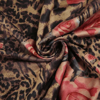 High neck flower print ruched contrast top