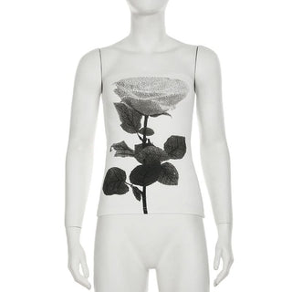 Flower print backless contrast tube top