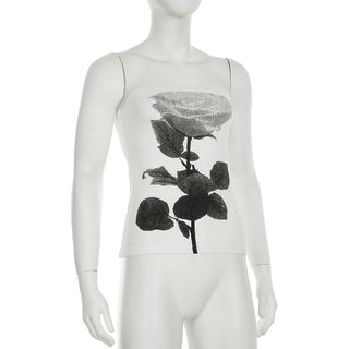 Flower print backless contrast tube top