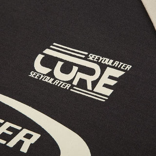 Long sleeve crewneck letter pattern contrast top