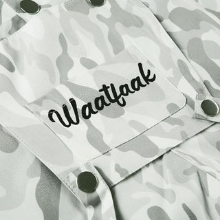 Button zip-up camouflage pocket straight leg pant