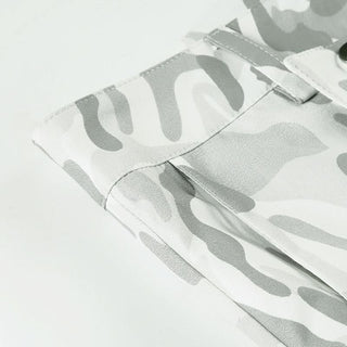 Button zip-up camouflage pocket straight leg pant