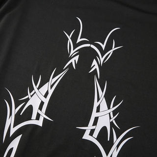 High neck slit abstract contrast midi dress