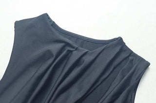 Sleeveless hollow out ruched slit cut out maxi dress