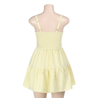 Self tie smocked cami mini dress