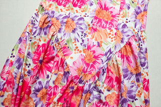 Halter flower print ruched mini dress