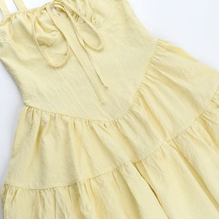 Self tie smocked cami mini dress