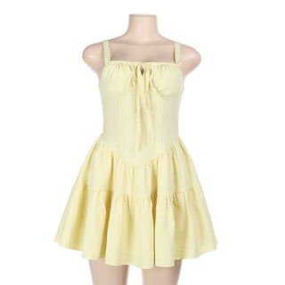 Self tie smocked cami mini dress