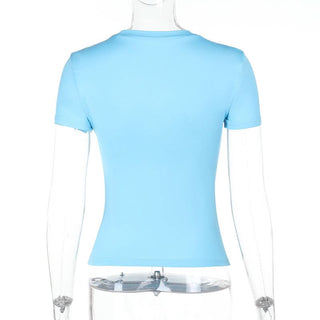 Crewneck short sleeve butterfly print top