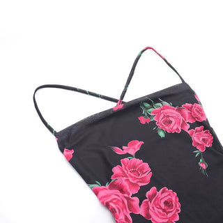 Flower print cross back mesh cami maxi dress