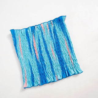 Smocked ruffle contrast tube top