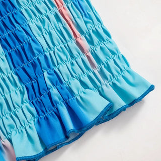 Smocked ruffle contrast tube top