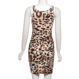 U neck leopard print cami mini dress