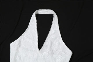 Halter v neck ruffle lace top