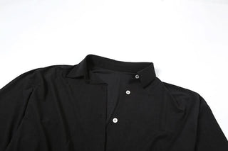 Turnover collar long sleeve button knotted mini dress