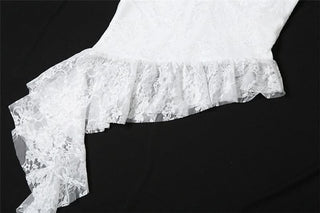 Halter v neck ruffle lace top