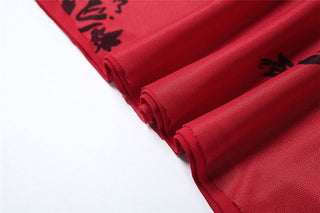 Flower print ruffle mesh maxi dress