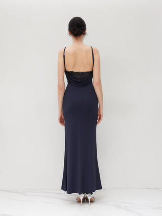 Cowl Neck Ruched Backless Maxi Dress