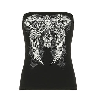 Abstract contrast backless tube top