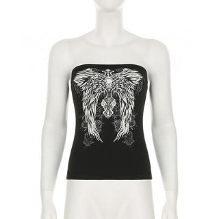 Abstract contrast backless tube top