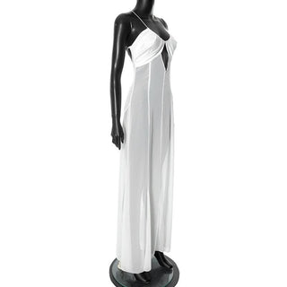 Cross back hollow out chiffon spaghetti strap cut out maxi dress