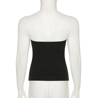 Abstract contrast backless tube top
