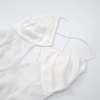 Cross back hollow out chiffon spaghetti strap cut out maxi dress