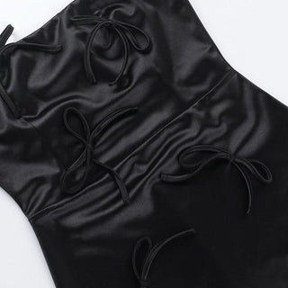 Bowknot satin zip-up backless tube mini dress
